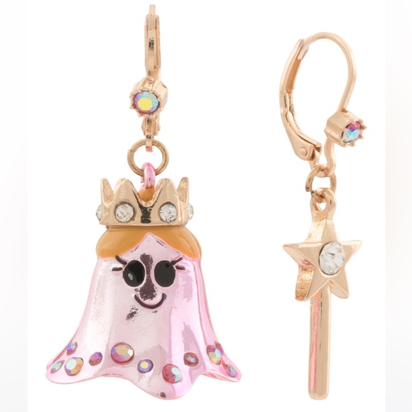 Betsey Johnson Pink Ghost Fairy Princess dangle Earrings - Picture 1 of 8
